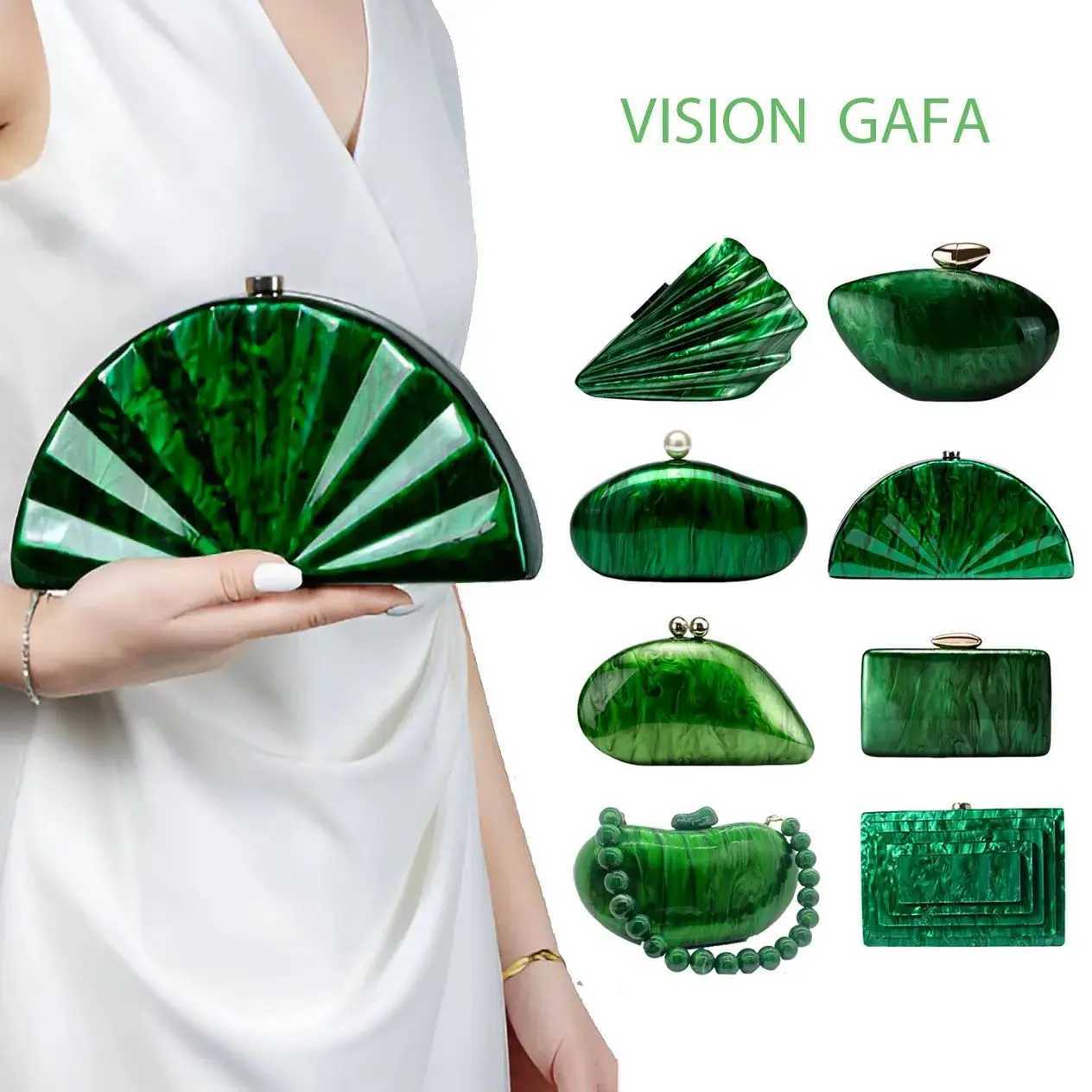 2025 Marble Green Pearl Acrylic Women Shell Box Clutches Gift phone bag Evening Minaudiere Bags Wedding Bridal Handbags Party M250625