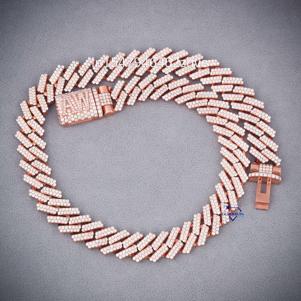 Custom Iced Out Personal Design VVS Moissanite Diamond Bling Sparkle Name Letter 925 Sterling Silver Necklace Chain for Men