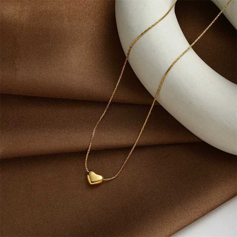 Stainless steel simple smooth heart pendant necklace Girl party jewelry birthday gift V250625