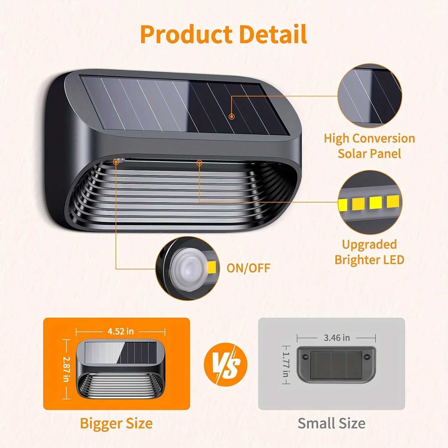 6/12 Pack Solar Fence Lights Outdoor Fence Lights Solar Powered with 3 Modes Auto On/Off Outdoor Solar Step LightsXJ250624