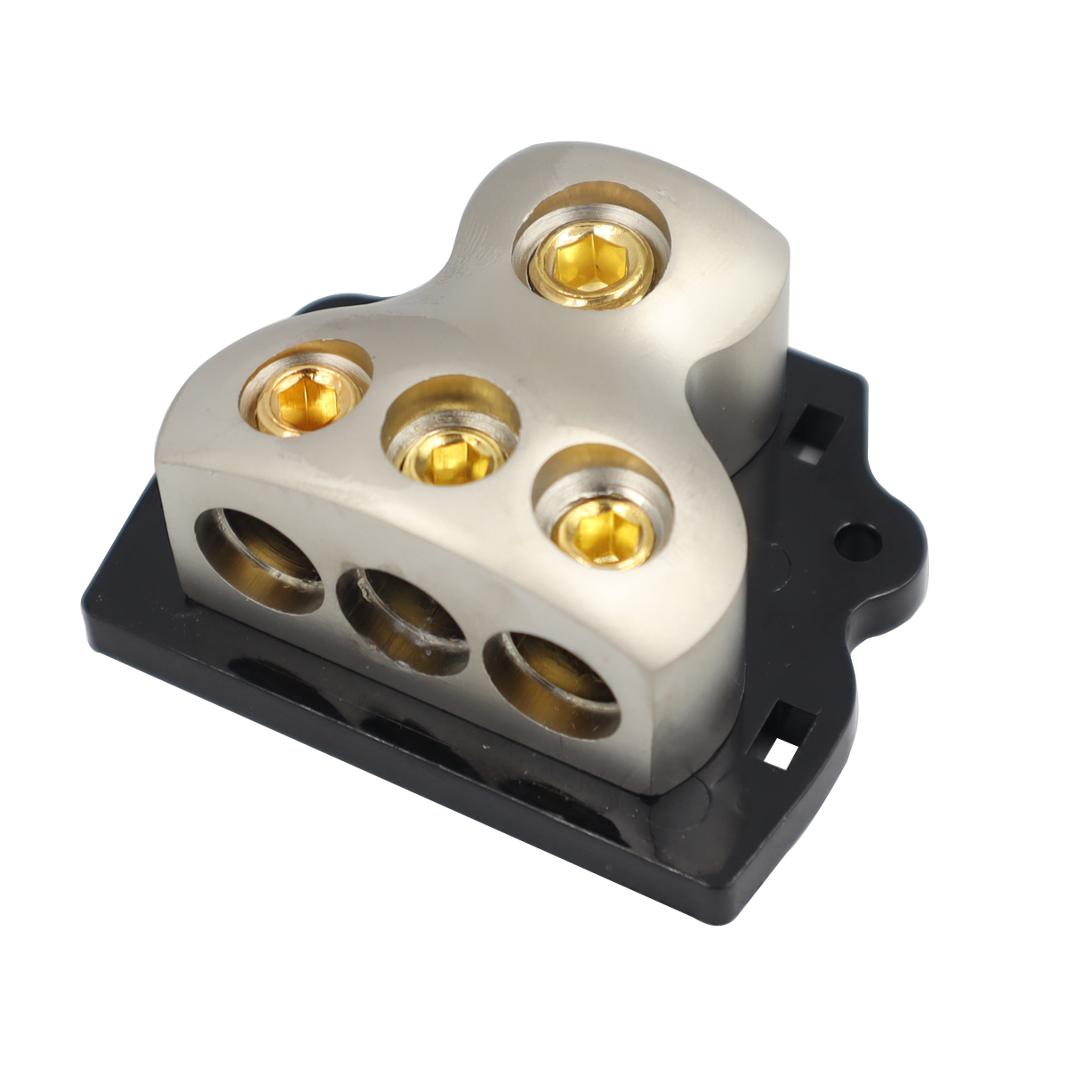 Automotive Power Distribution Block with Connector for Car Audio Mods Supports Various Wire Gauges (0AWG, 1/0, 2AWG, 4AWG)