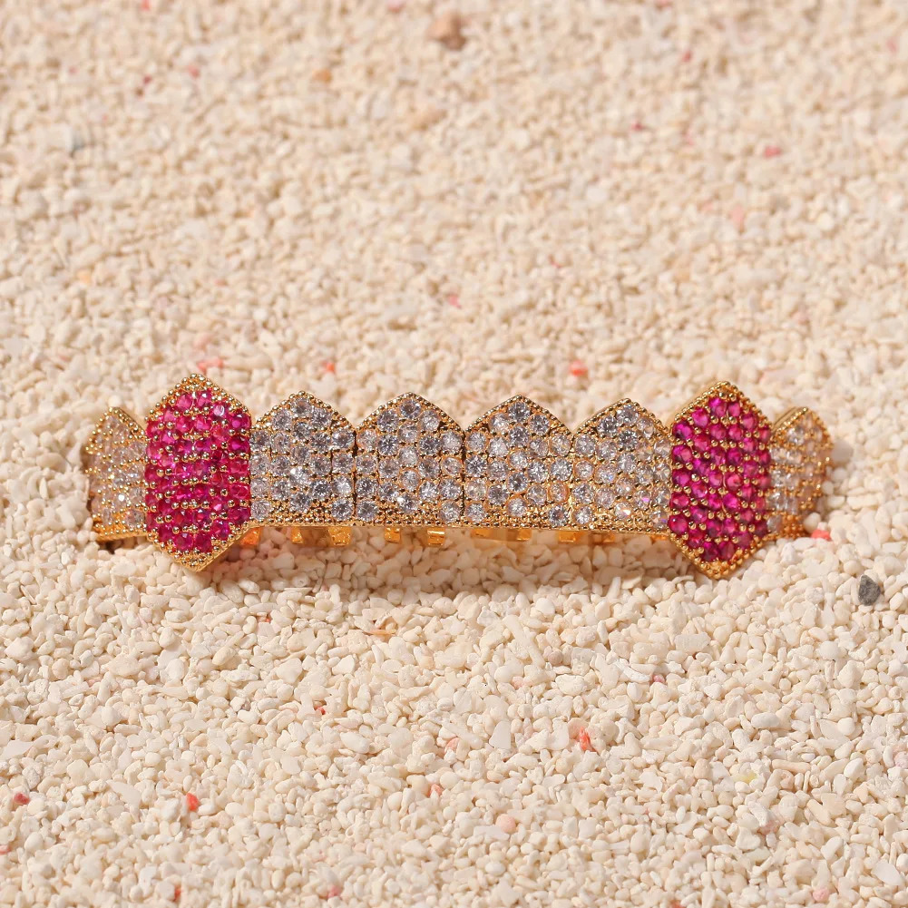 Single Row 8 Teethes Teeth Top Bootom Dental Mouth Caps Cosplay Party Rapper Hip Hop Jewelry TG173 250606