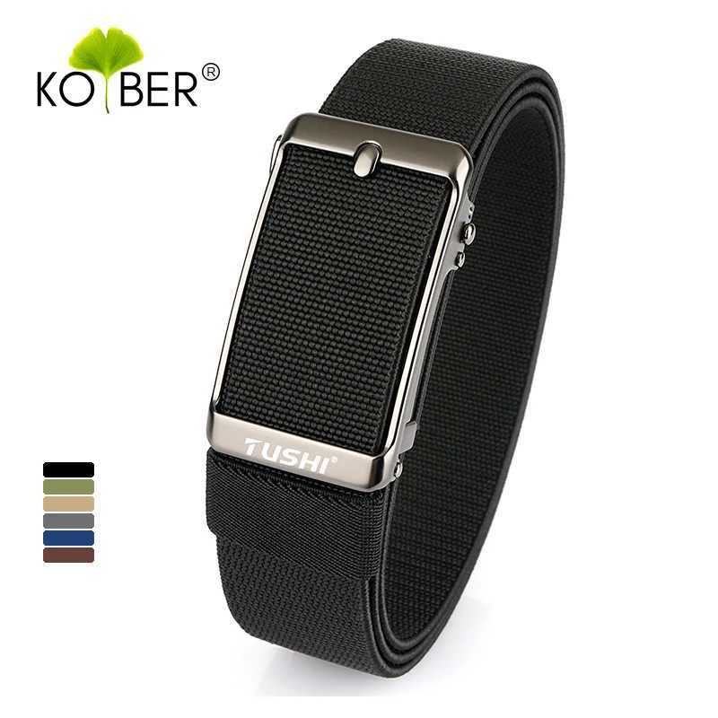 KOLBER 35mm Elastic Casual Belt for Men Metal Automatic Buckle Tight Canvas Stretch Belt Fashion Work Belt Male Waistband Gift W250625