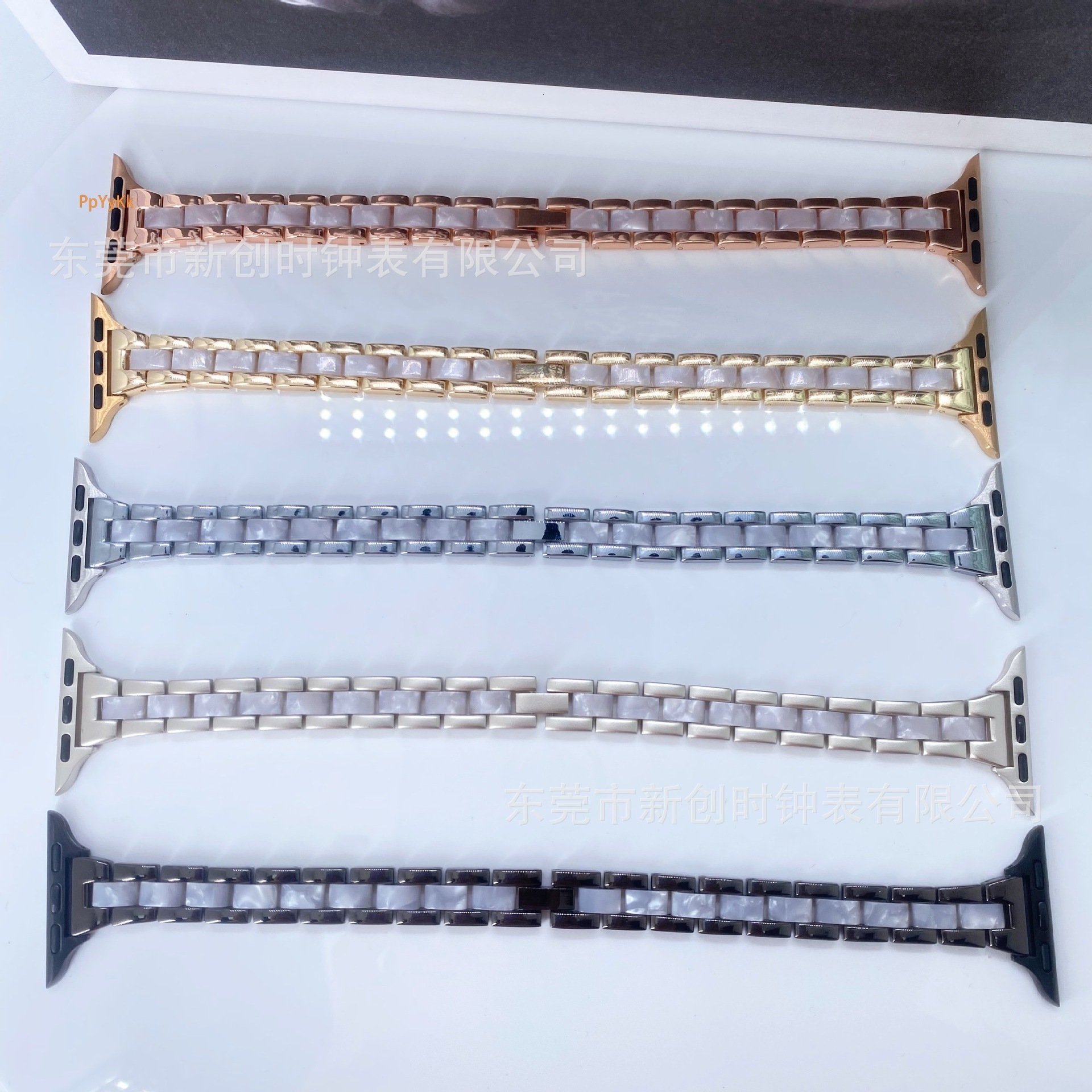 Luxury Premium New Release High-End Fashion Metal & Resin Thin Three-Bead iWatch Band for Apple Watch Series 1-9