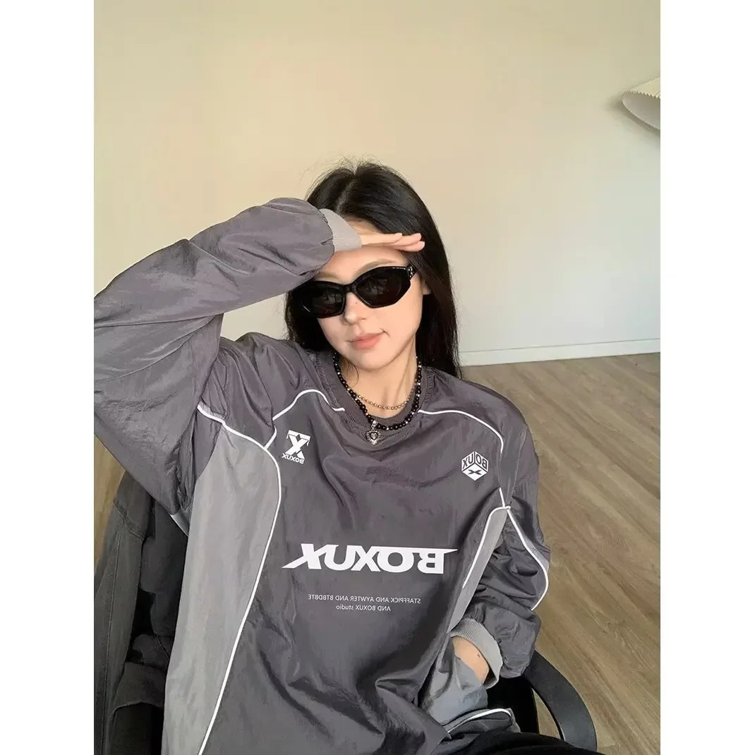 American Functional Color Block Nylon Crumpled Hoodie Sweatshirt Outdoor Loose Casual Unisex Trendy Mountain Series Top 250618