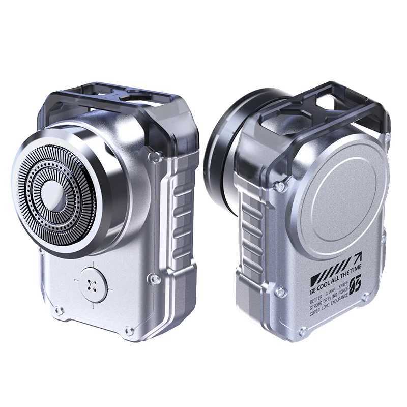 Electric MINI Travel Shaver Razor For Men Rechargeable IPX7 Waterproof Punk Mecha Design Pocket Face Beard Knife With Key Ring W250625