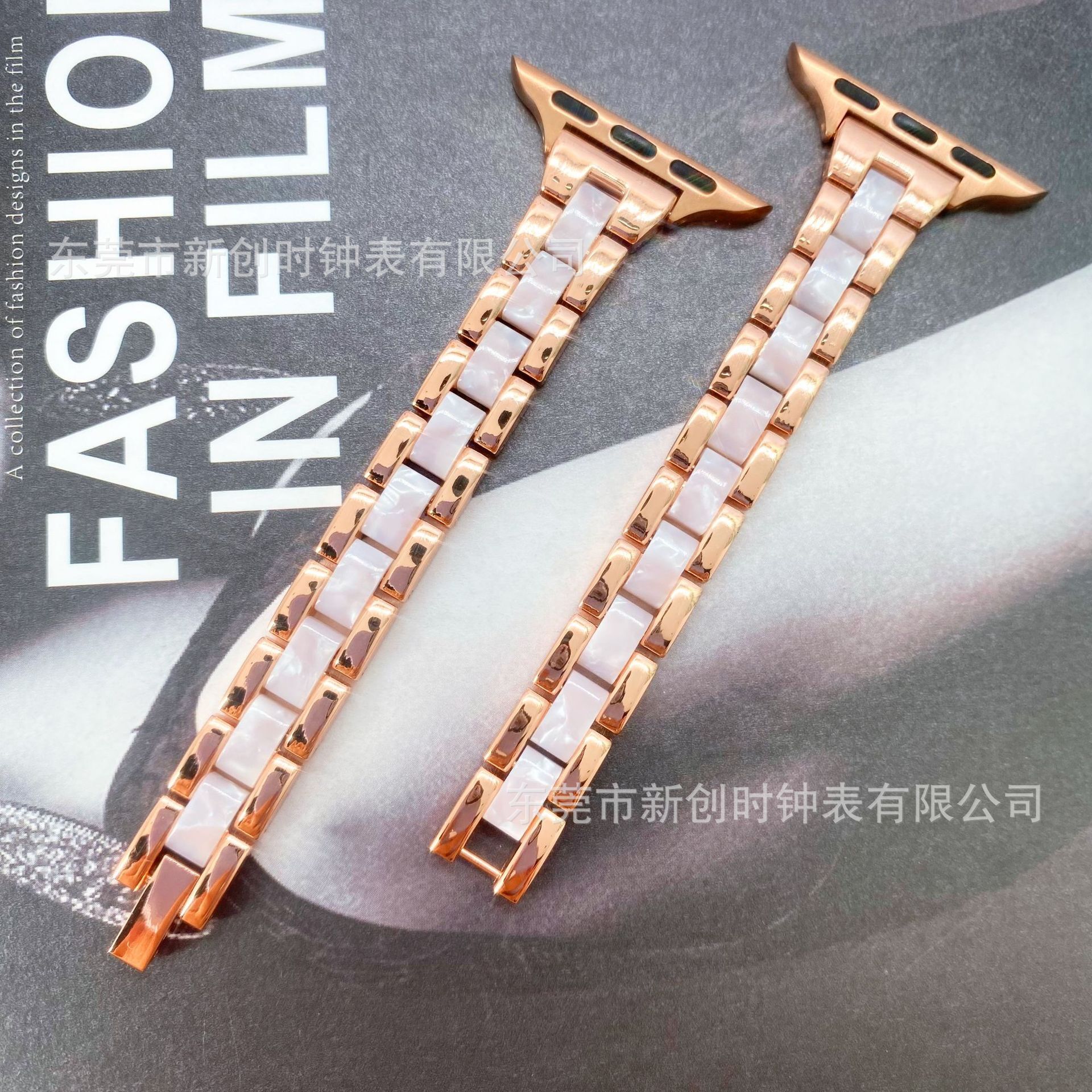 Luxury Premium New Release High-End Fashion Metal & Resin Thin Three-Bead iWatch Band for Apple Watch Series 1-9