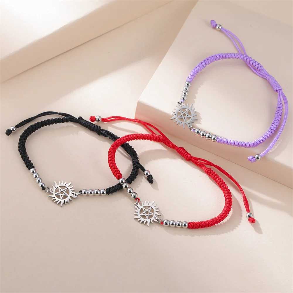 My Shape Pentagram Sun Bracelets Stainless Steel Pendant Bangle Adjustable Size Hand Chain Jewelry Supernatural Amulet Gifts X250625