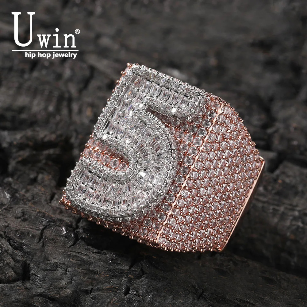Uwin Big Square Custom Rings Typographic Full Iced Out AA Cubic Zirconia Personalized Rapper Style Jewelry 250624