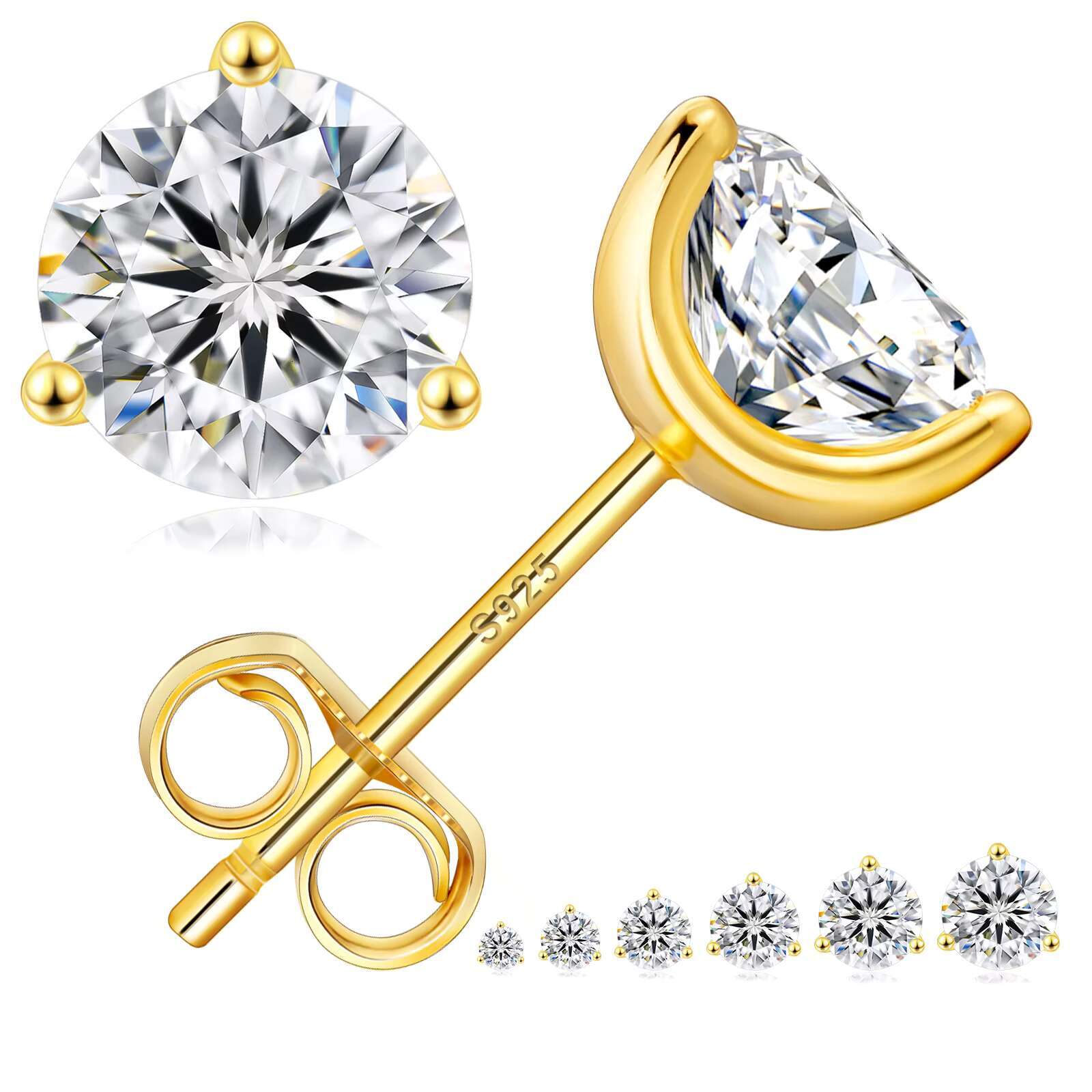 D Color Real Wedding Diamond Moissanite Earrings 0.3/0.5/0.6/1.0/1.5/ct 14K Gold S925 Sterling Silver Moissanite Men Earrings