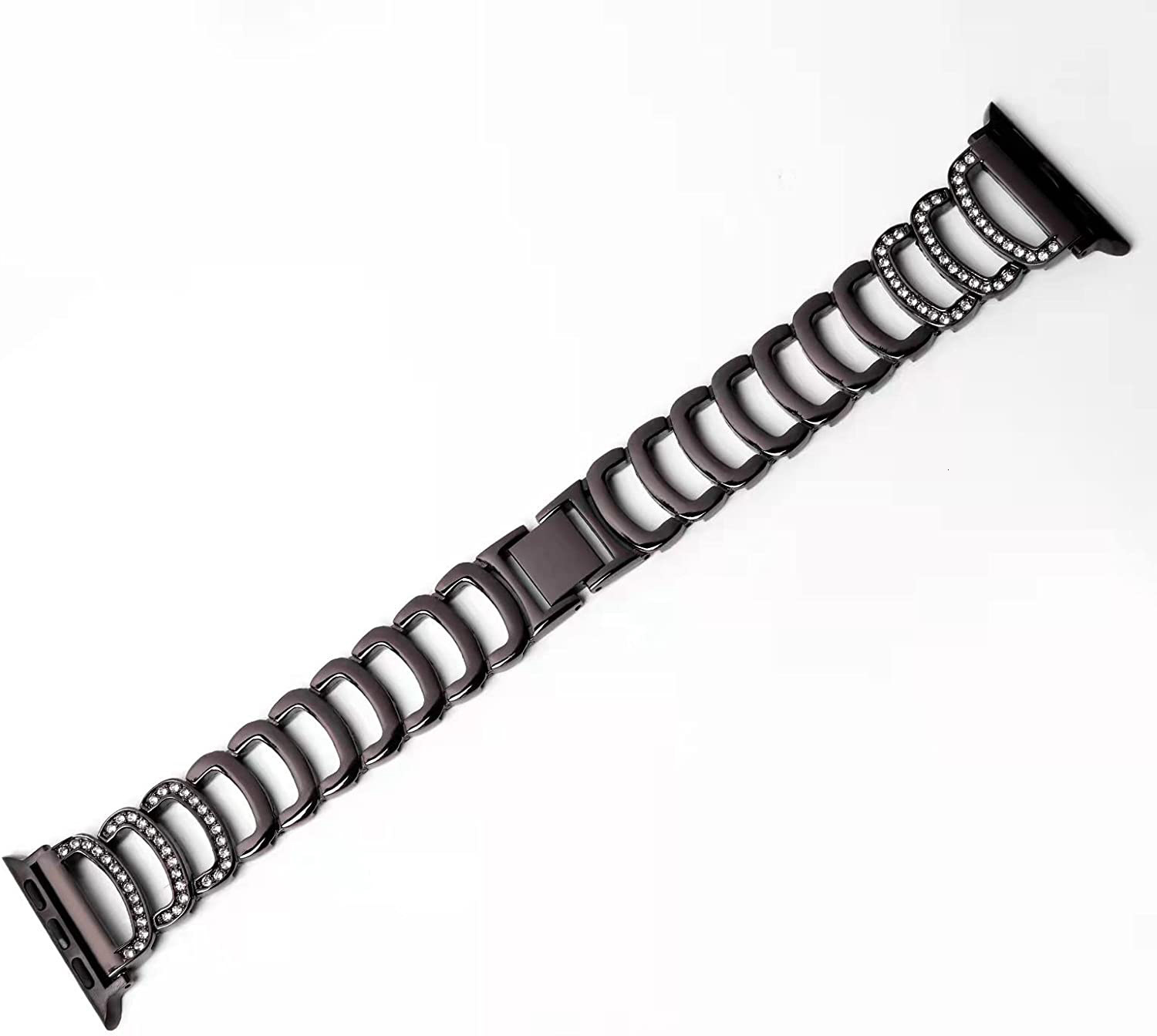 Luxury Premium Designer C-Shaped Rhinestone iWatch Band New Sparkling Metal Strap for iWatch Series 1-8 Elegant Glamorous Bling Accessory