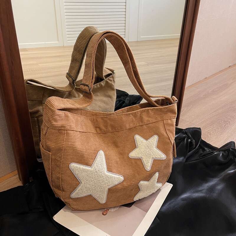 Corduroy Star for Women Summer Large Capacity Casual Crossbody 2025 New Versatile High-end Canvas Bag