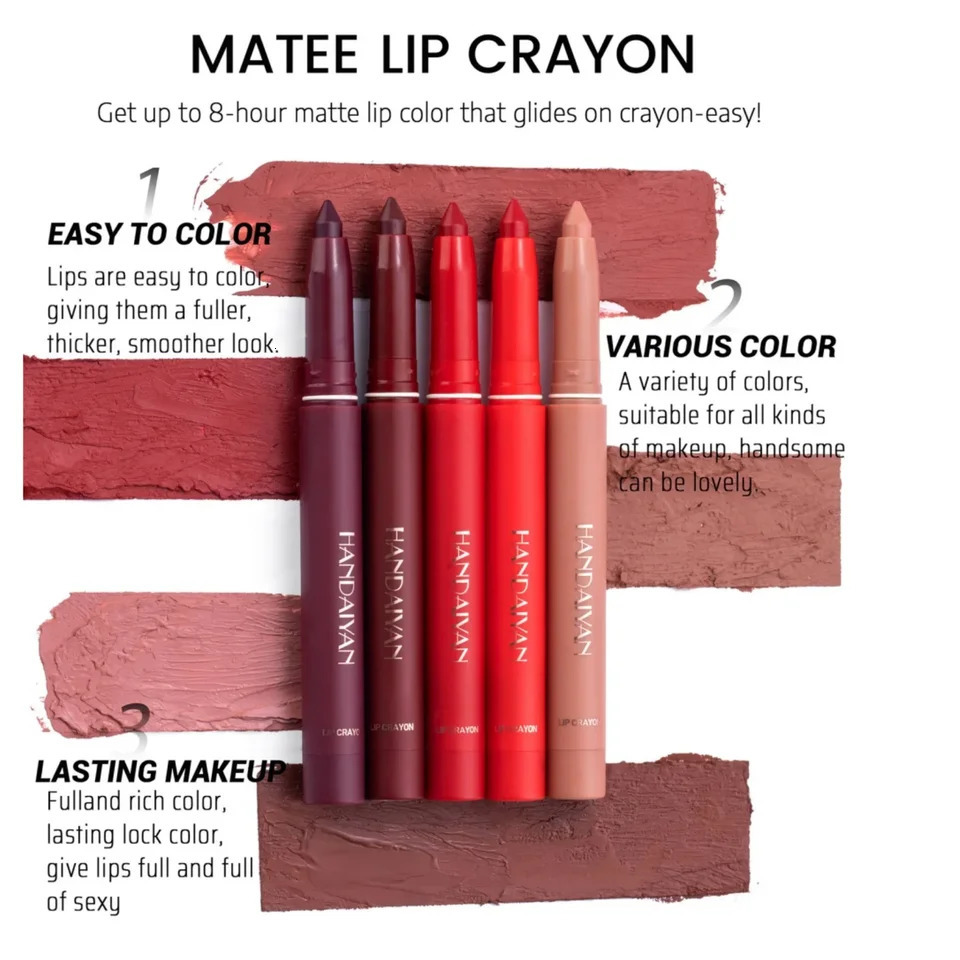 Nude Velvet Matte Lip Liner Waterproof Long-Lasting Non-Stick Cup Womens Cosmetic Lipstick with Built-In Pencil Sharpener 250625