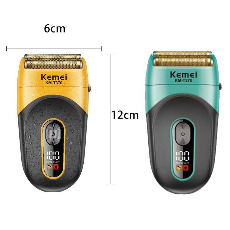 Kemei KM-T370 Shaving Machine Men Beard Trimmer Professional Waterproof Electric Foil Shaver Barber 3 Blades USB Charging Razor W250625