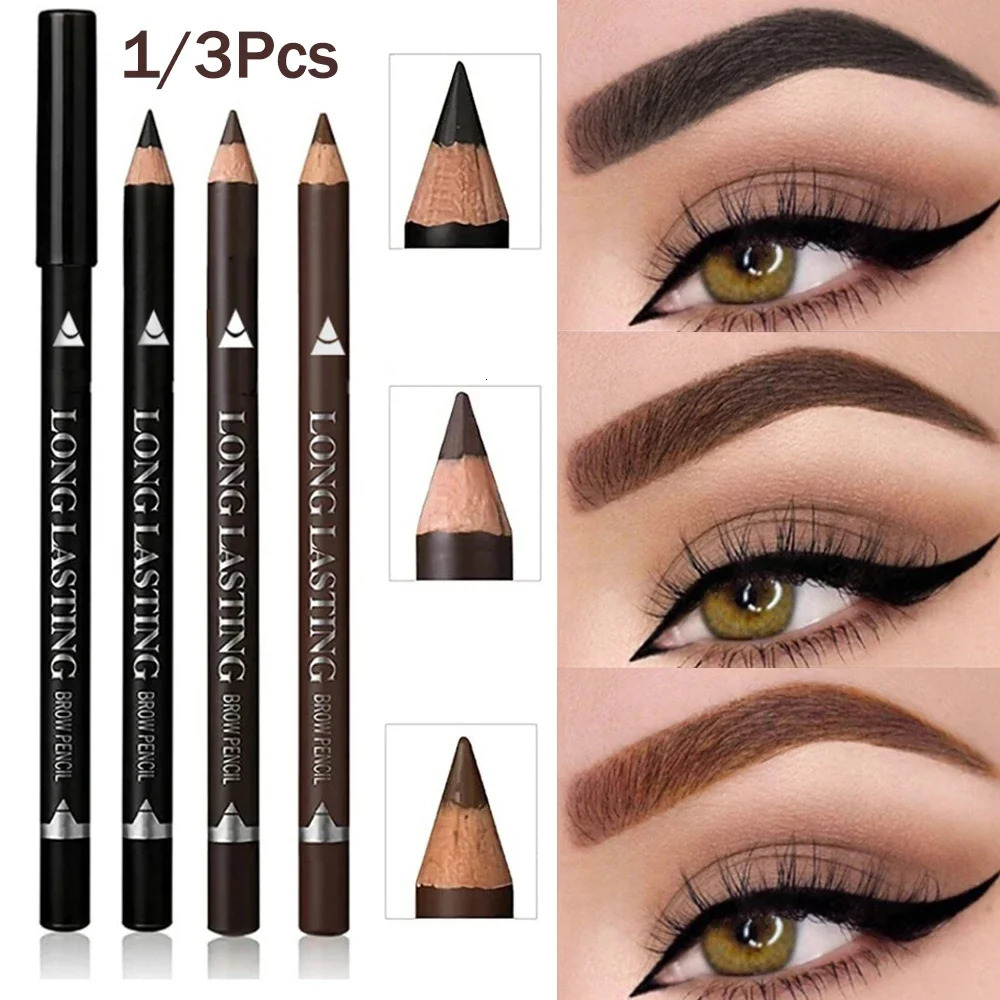 3-Color Long Lasting Black Brown Eyebrow Eyeliner Pencil Waterproof Sweat Proof Halo Proof Wooden Pole Liner Cosmetic Pen 13Pc 250625