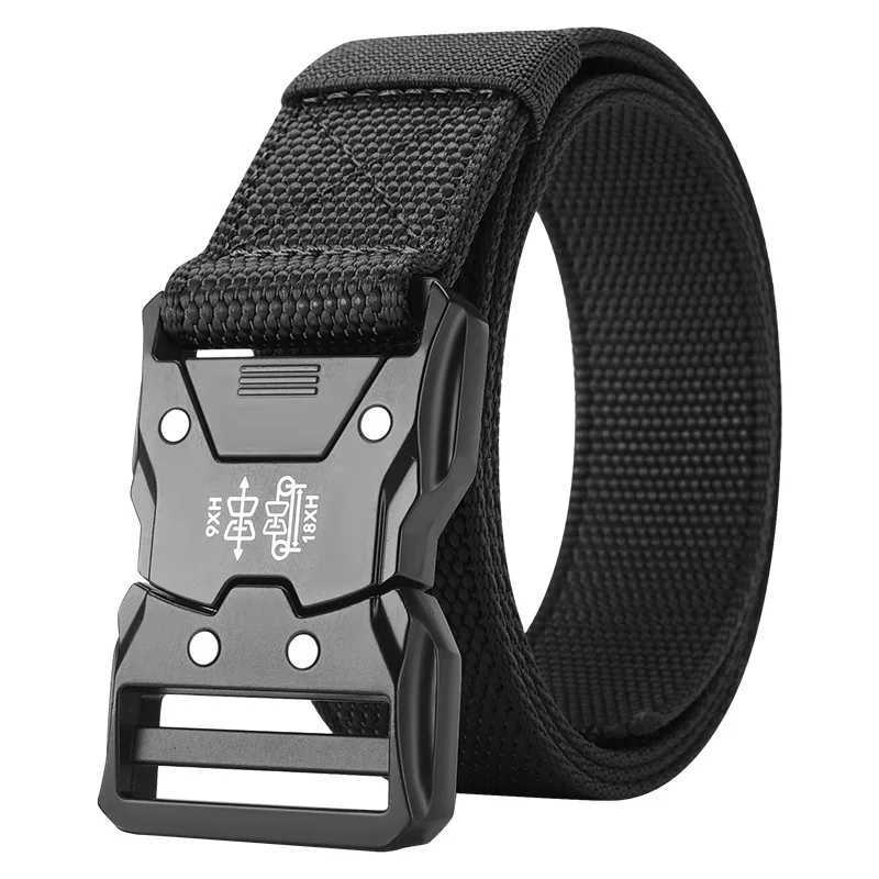 Mens fashionable waist belt metal buckle durable PP material black suitable for outdoor and casual wear perfect for hiking. W250625