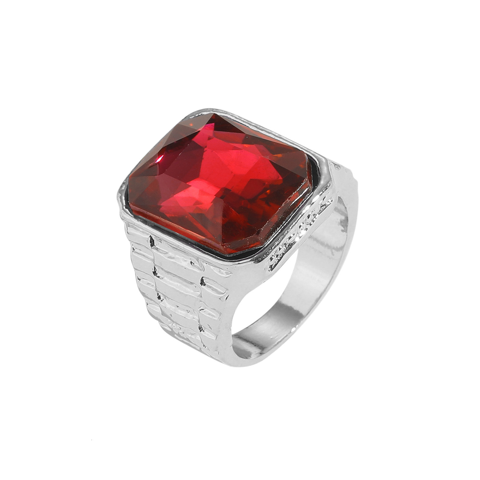 Luxury Hip Hop Ruby Moissanite Ring Colorful Diamond Studded Simple Individual Trendy Couple Wedding Jewelry Passes the Diamond Tester