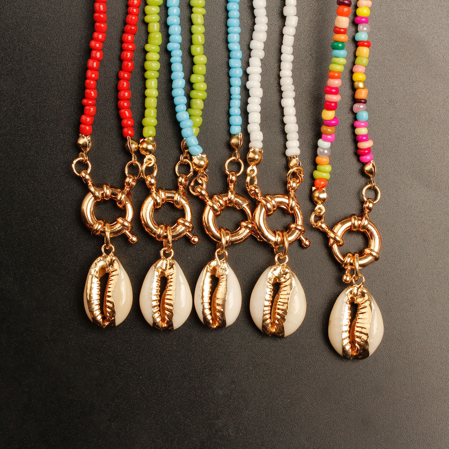 Jewelry Handmade Threaded Colorful Rope Seed Bead Shell Pendant for Women Fashion New Ship Wheel Necklace Jewelry for Women