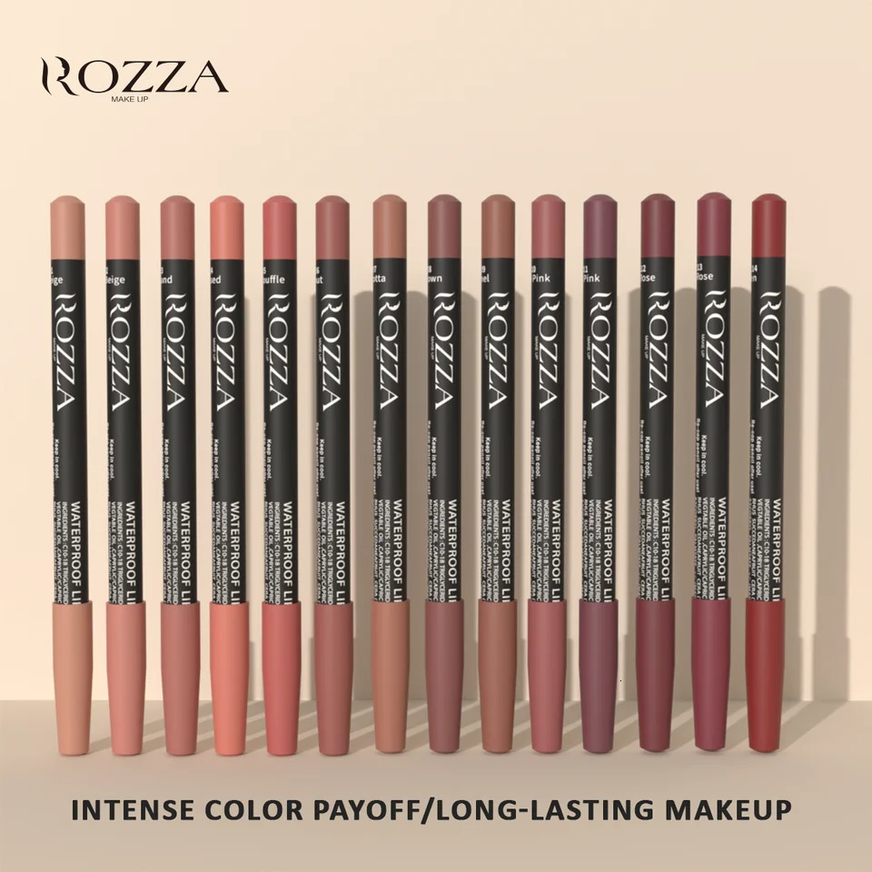 Rozza Waterproof Lip Liner Pencil Set Weightless Precise Liner with Super Soft Blendable Texture Matte Soft 250625
