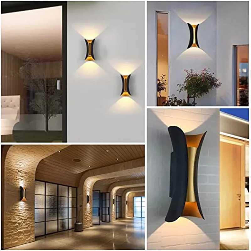Waterproof Outdoor LED Wall Lamp Sconce Balcony Courtyard Fence Porch Light Indoor Bedside Wall Light Golden Color AluminumXJ250624