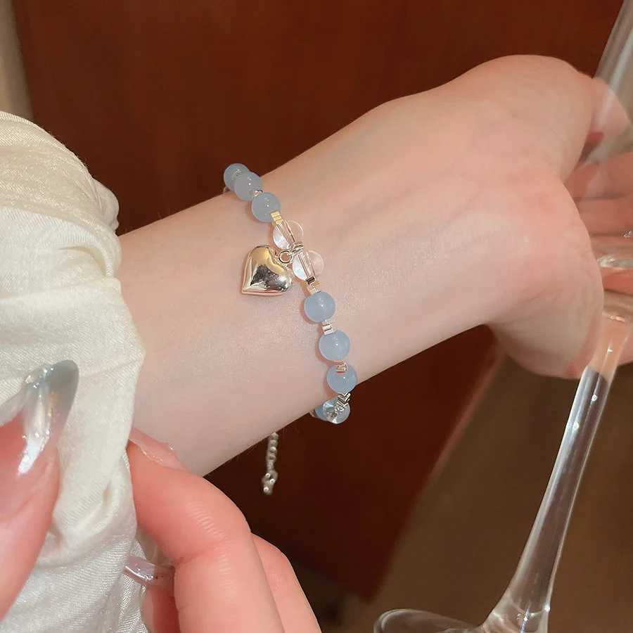 Blue Crystal Beaded Bracelets for Women Black Gallstone Fresh Sweet Starfish Shell Pendant Bracelet Elegant Hand Jewelry B X250625