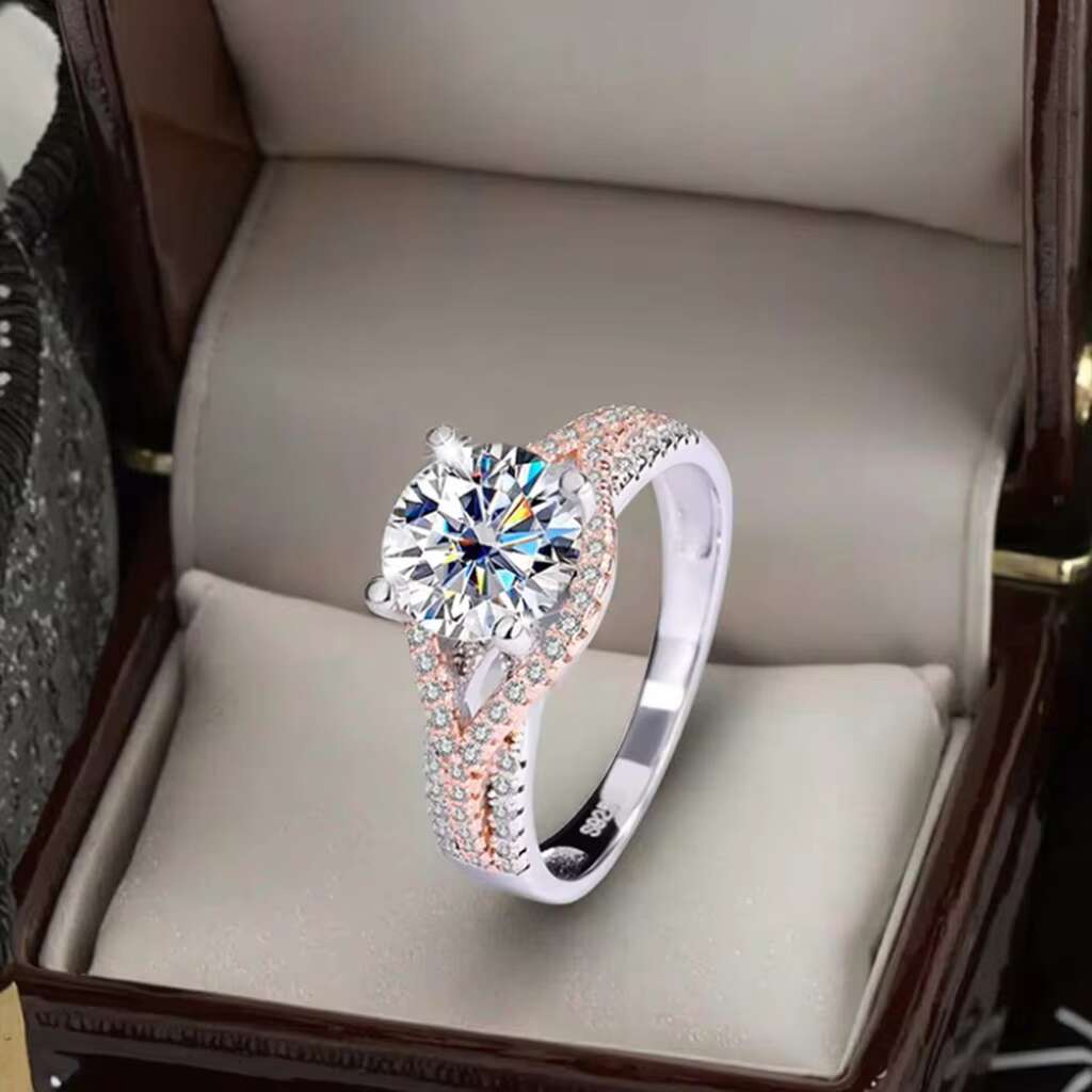 Wholesale With GRA Certificate High Quality 925 Sterling Silver 2CT Moissanite Wedding Engagement Ring