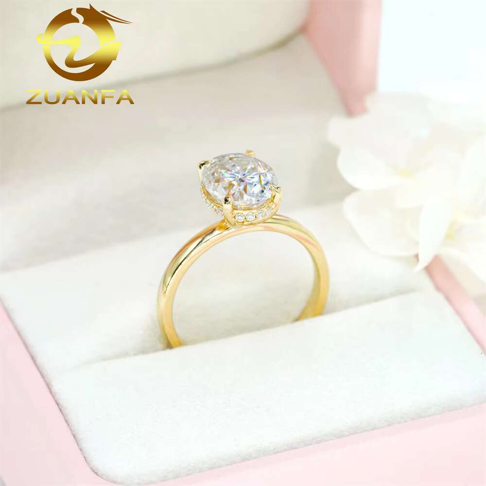 Luxury Fine Jewelry Eternity Band Ring 2ct Oval Diamond Wedding Engagement 10K 14K 18K Gold Moissanite Ring