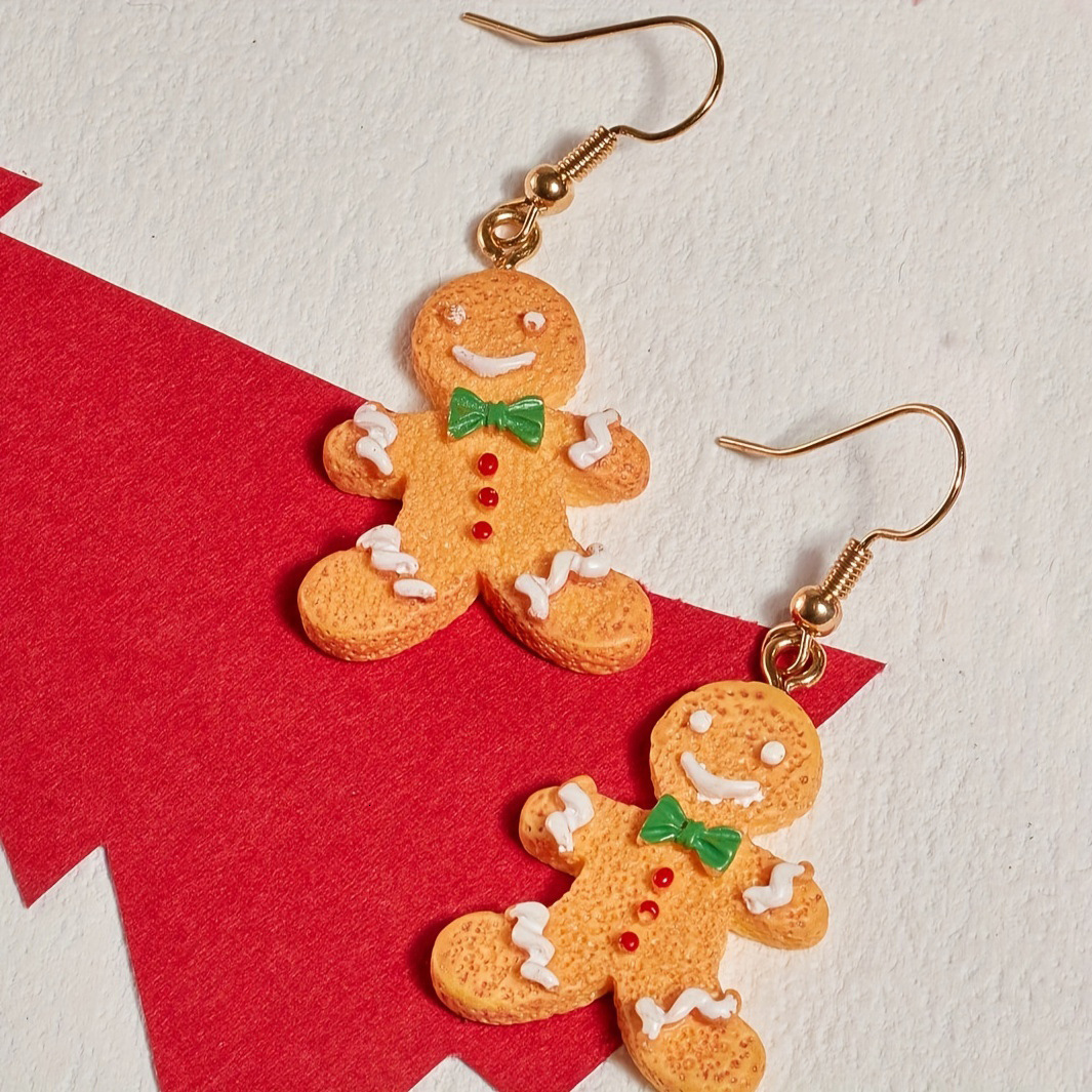 1 Pair of Cute and Quirky Gingerbread Man Earrings for Celebration