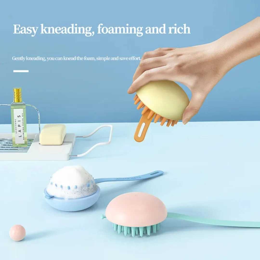1pc Manual Silicone Scalp Shampoo Massage Brush Hair Washing Shower Massager Clean Brush Bath Shower Hair Cleaning Bathing Comb R250625