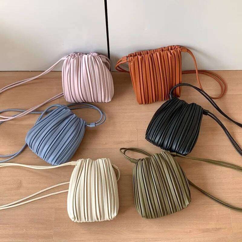 Summer Fashion New Crossbody Women's PU Single Shoulder Mini Versatile Pleated Casual Small Square Bag
