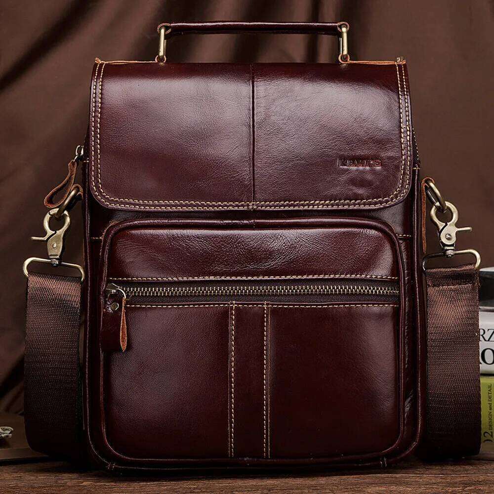 HUMERPAUL Bags For Men Genuine Leather Shoulder Retro Handbag Crossbody Large Capacity Travel Messenger Sling Bag