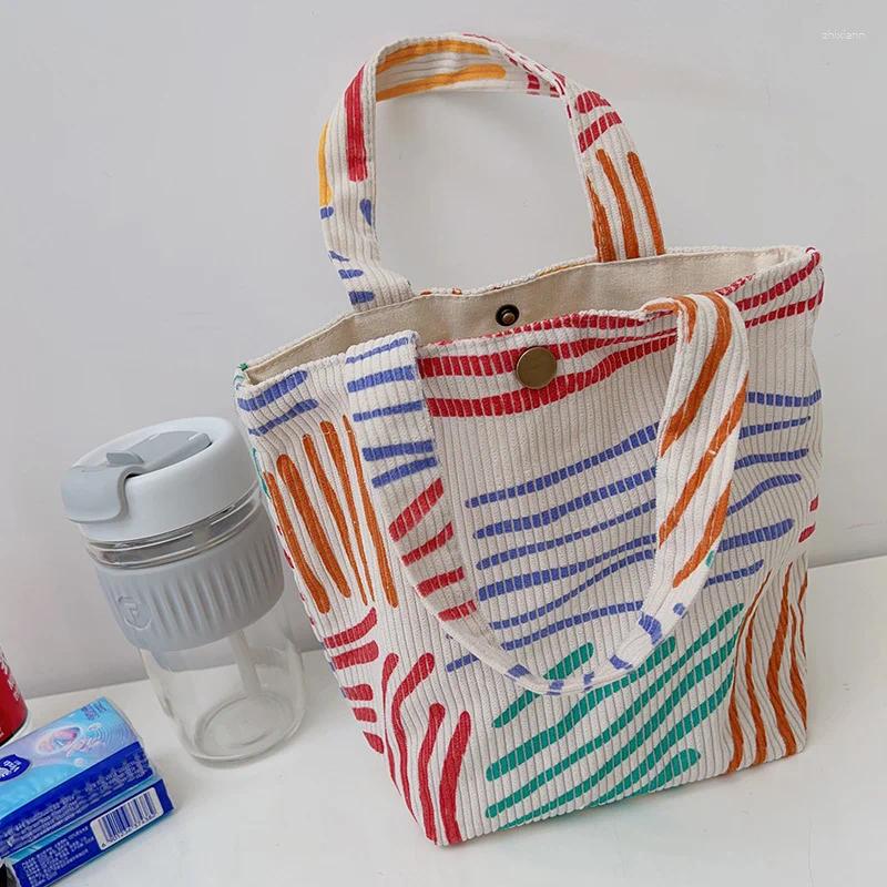 Cosmetic Bags Colorful Stripes Corduroy Bag Portable Travel Toiletry Skincare Sundries Aesthetic Makeup Storage A-DH