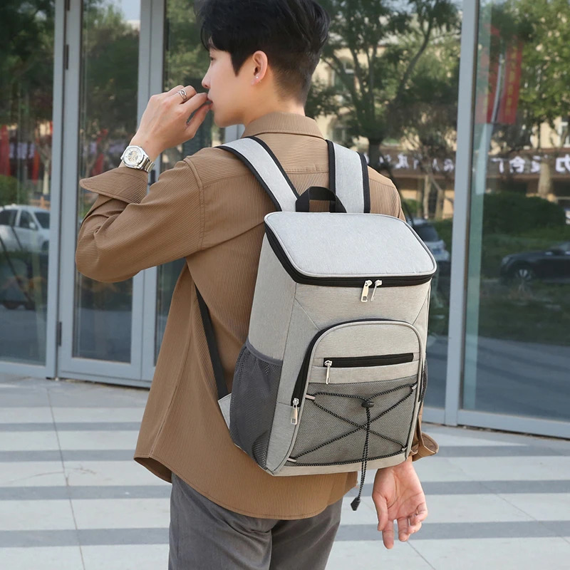 Large capacity insulated cooler backpackmulti-compartment leak-proof no contact with foodcamping and outdoor activities 250624