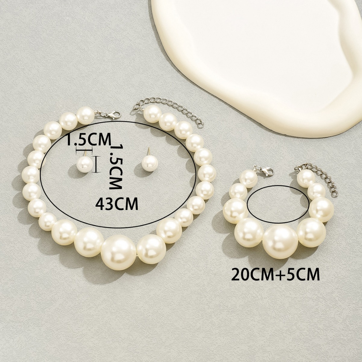 Style Simple Earrings Pearl Set Baroque Clavicle Chain Bracelet Ear Jewelry