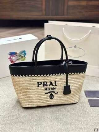 2025 designer bag luxury bag letter embroidery Lafite grass woven tote bag woven shopping bag single shoulder handbag beach big bag beach vacation