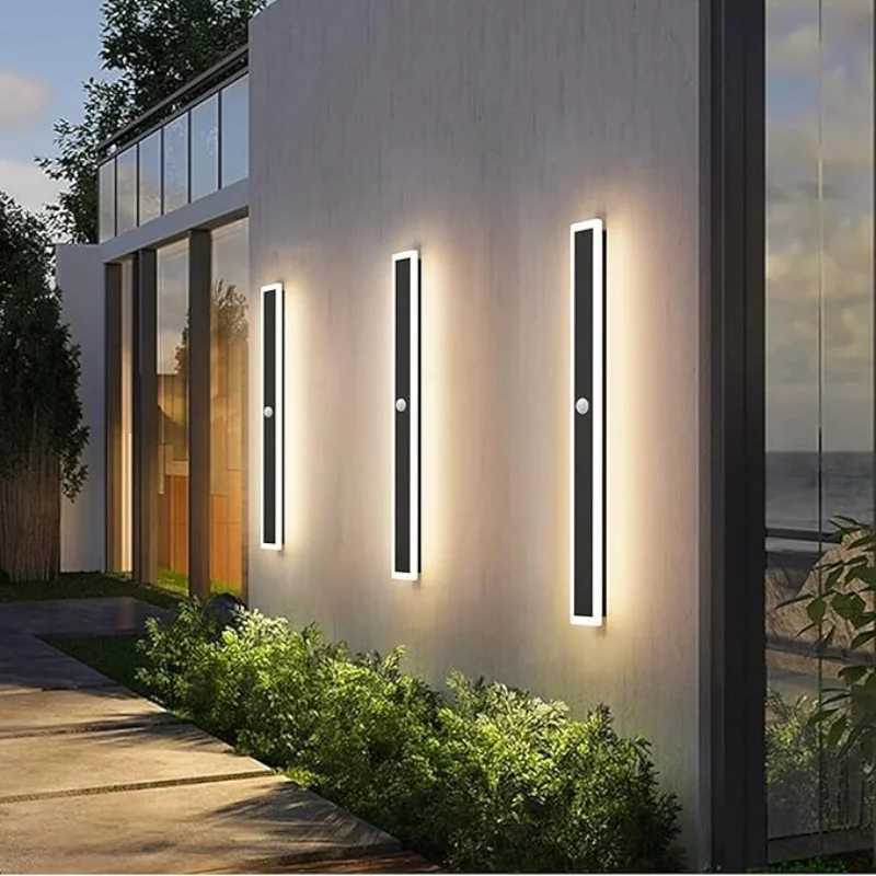 110- 240V IP65 Waterproof Porch Lamp LED Long Garden Lamp for Villa Garage Lighting Fixture Outdoor Wall Light With Motion SensorXJ250624