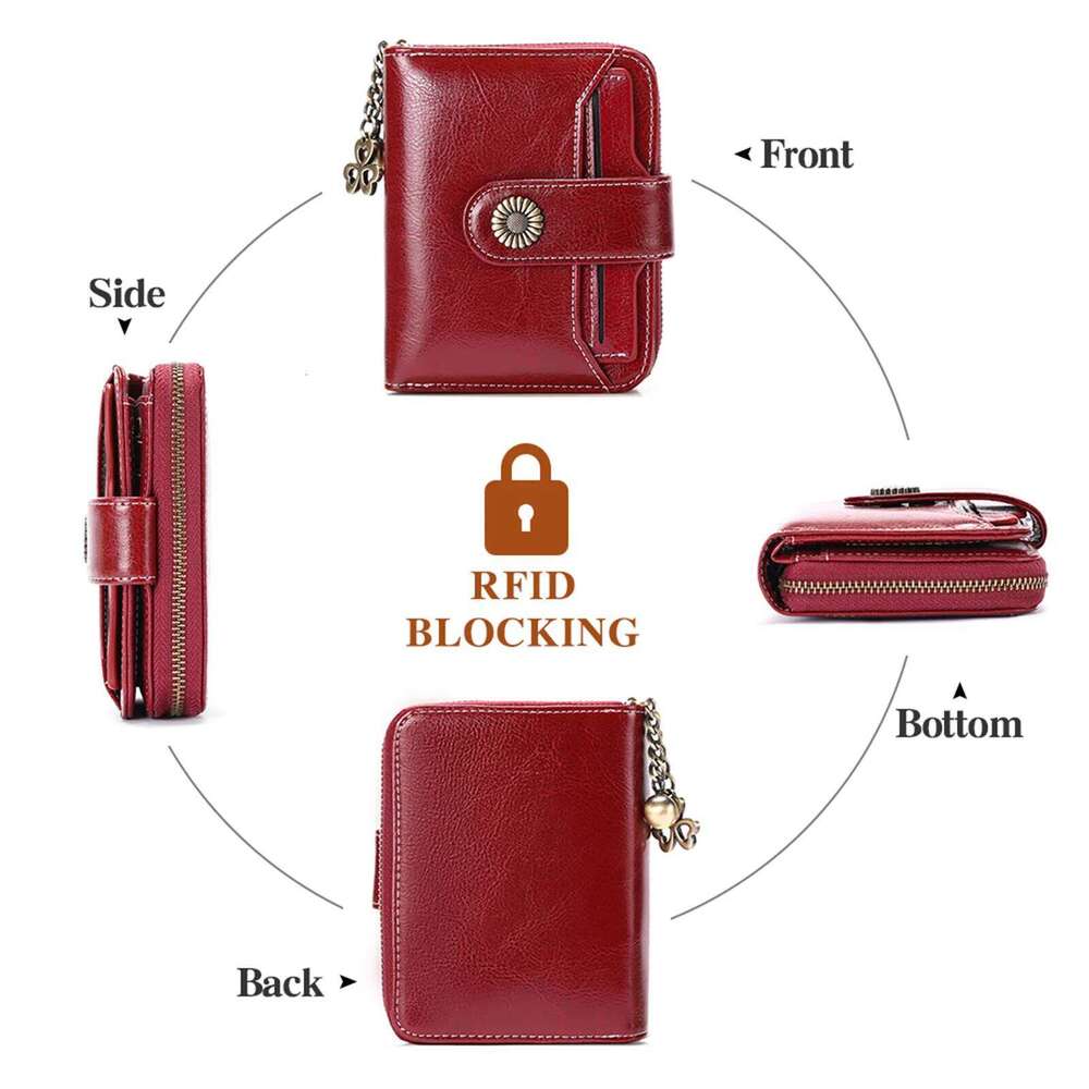 Luxurious Design Bags 2025 Women Wallet Lady Split Leather Vintage Bifold Purse Female RFID Card Holder RetroCoins Bag Gift for Mom Box Packing