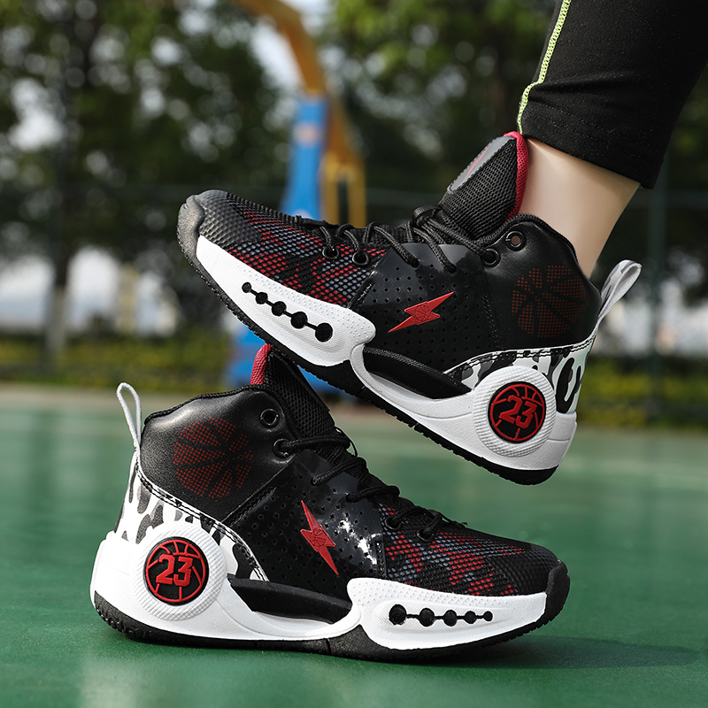 8809-Boys New Breathable Sneakers Mesh Basketball Shoes Anti-slip Wearable Boys Basketball Shoes Teen Practical Training Sneakers