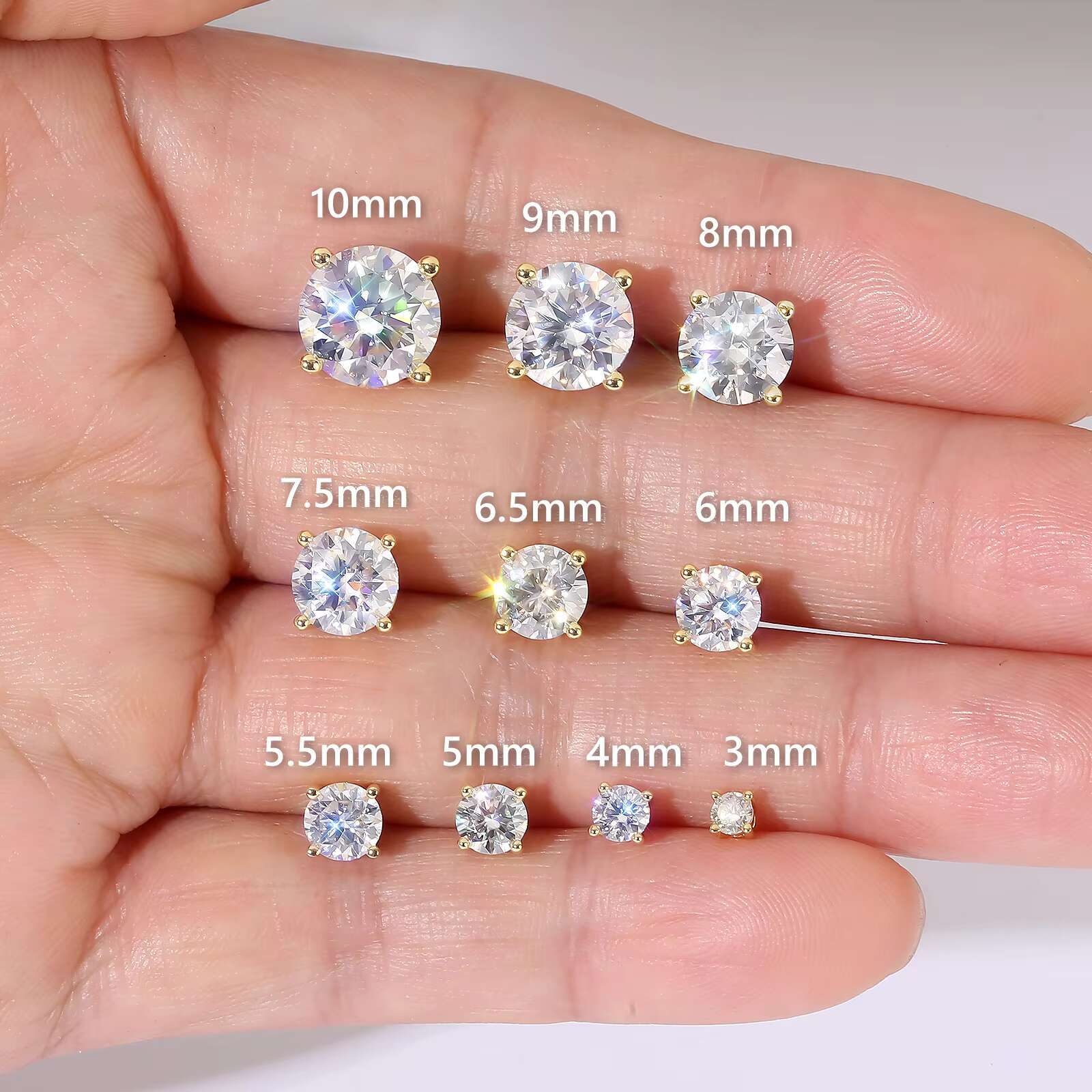 0.5CT 1CT 2CT 3CT Mossanite Stud VVS 925 Sterling Silver 14K Gold Plated Jewelry GRA Moissanite Diamond Earring for Women Men