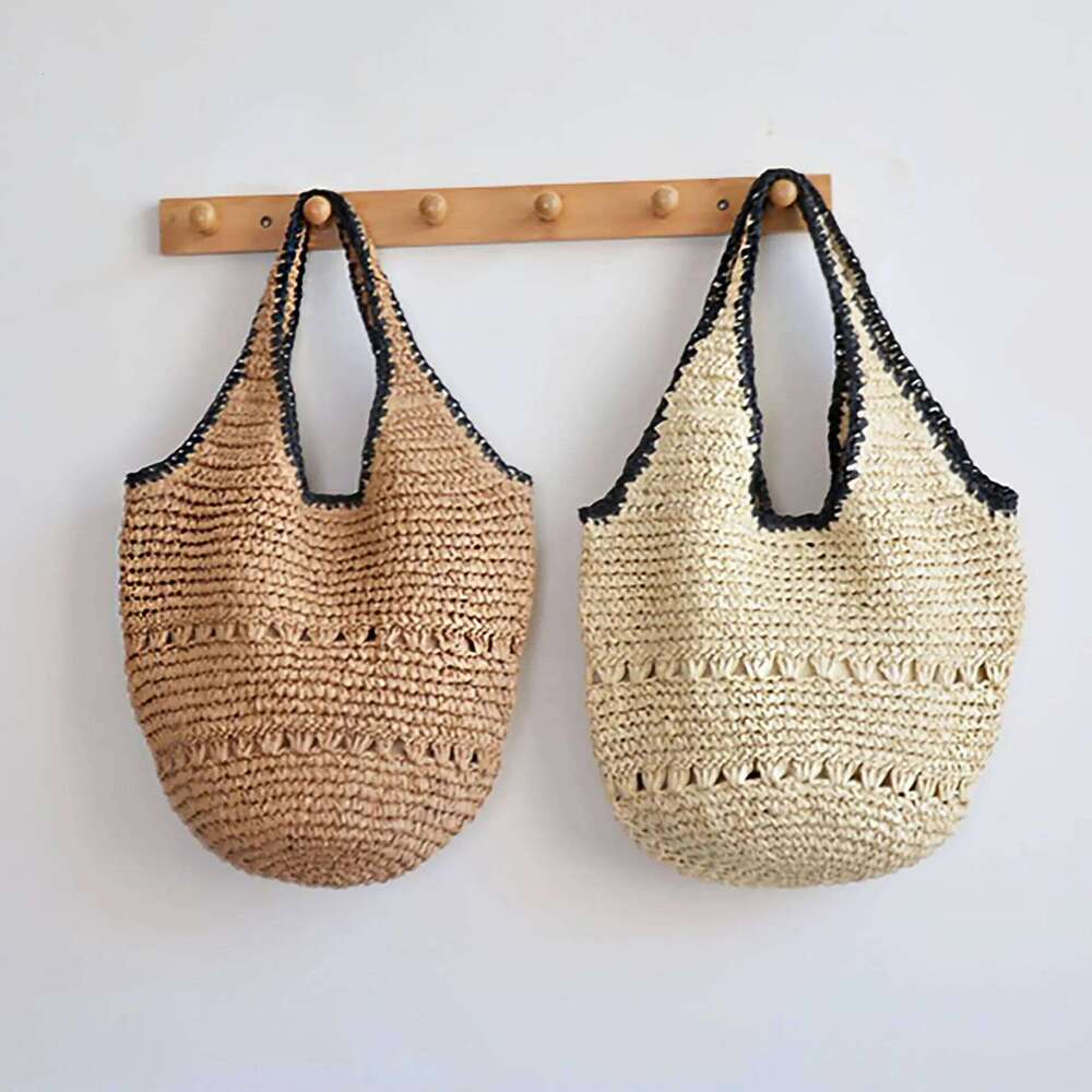 Handmade Crochet Beach Summer Hollow Woven Shoulder Bag Bohemian Knitting Straw For Women Bucket Bags Shopper Tote NEW