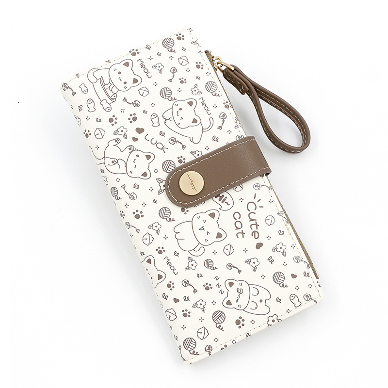 Free Shipping 2025 New Designer Bag Cross-border New Japanese Style Cute Cat Women's Wallet Long Student Card Holder Zipper Coin Purse Ladies Wal