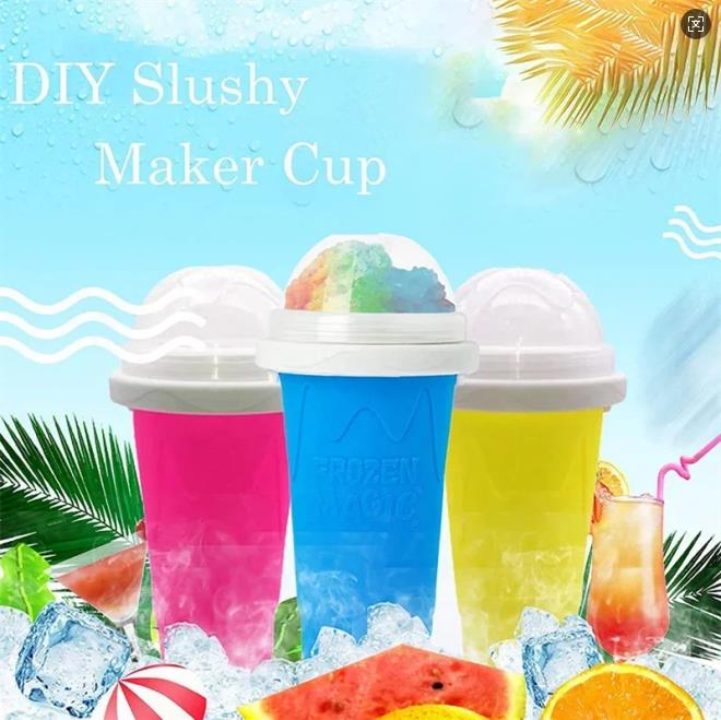 Summer Slushy Cup Summer Squeeze Homemade Juice Water Bottle Quick-Frozen Smoothie Sand Cup Pinch Fast Cooling Magic Ice Cream Mugs FY4310