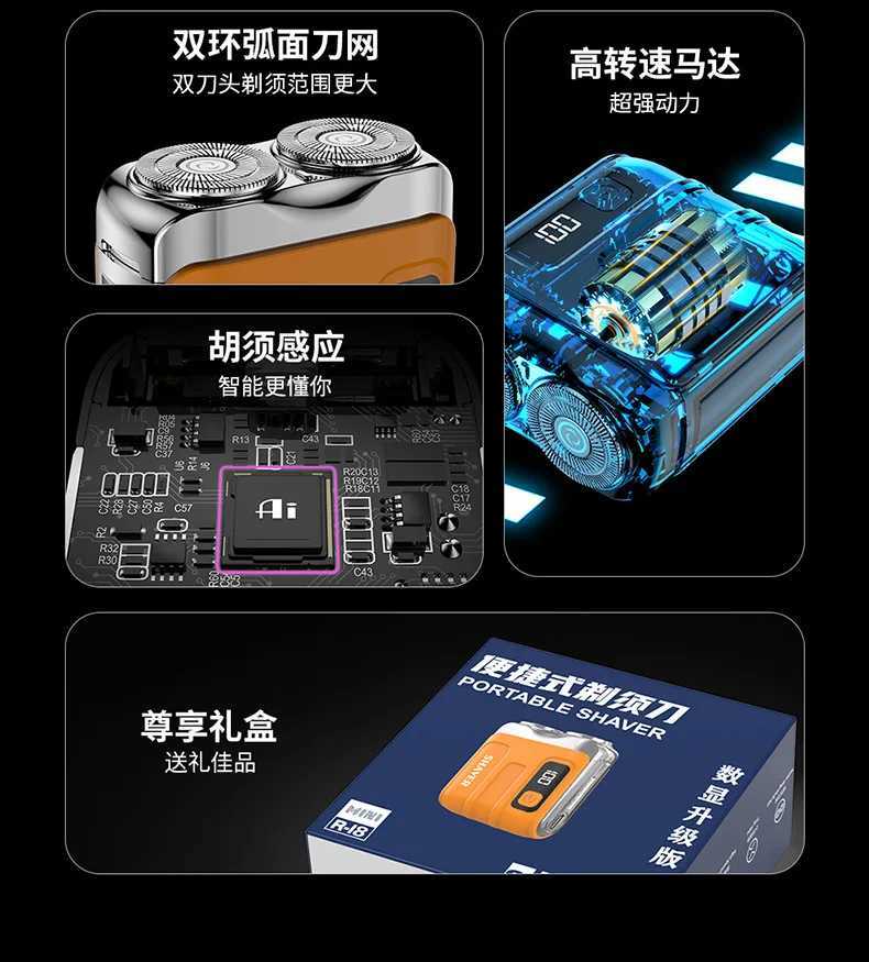 2025 Mini Elektrikli Tra Makinesi - Dijital Ekran Seyahat Tra Makinesi Manyetik USB-C arj Erkek Bakm Seti W250625