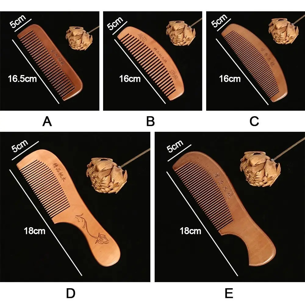 Anti-Static Handcrafted Natural Peach Wood Hair Comb Head Massage Sandalwood Comb Hair Care DIY Styling Tool 250625