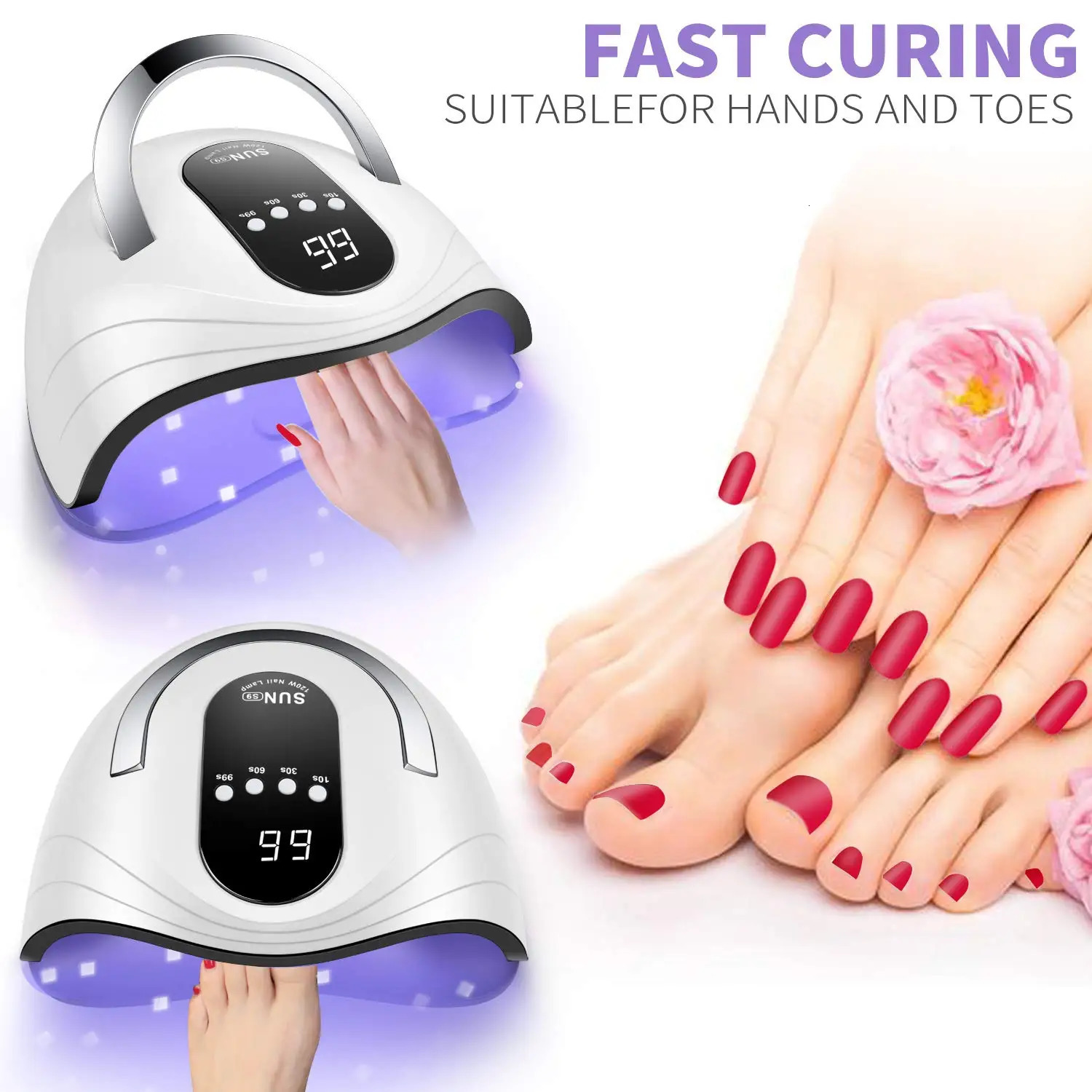 UV Gel Nail Lamp 120W LED Nail Light Fast Dryer for Gel Polish Curing with 4 Timers Portable Handle Large Space Automatic Sensor 250625