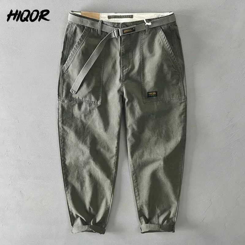 HIQOR Brand Mens 100% Cotton Casual Pants 2025 Loose Trousers For Men Baggy Work Pants Plus Size 38 Cargo Pants Y2k Pants Man X250625