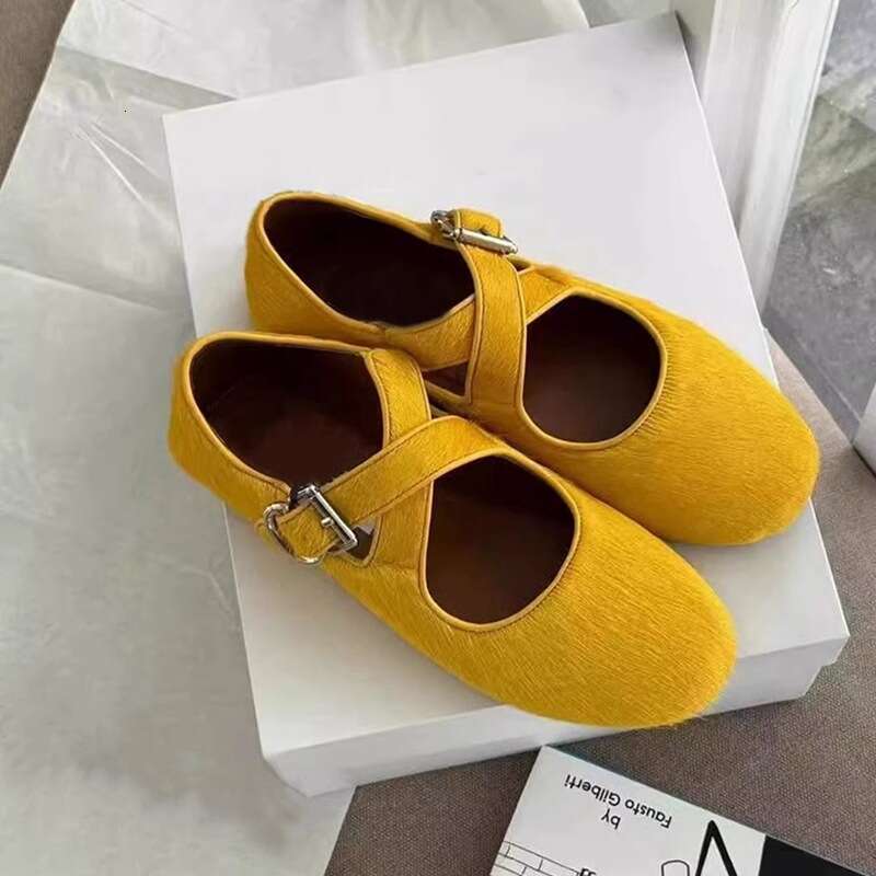 Sheepskin Version ~ Korean Style Round Toe Leopard Print Cross Mary Jane for Women Genuine Flat Single Versatile Lazy Little Leather Shoes