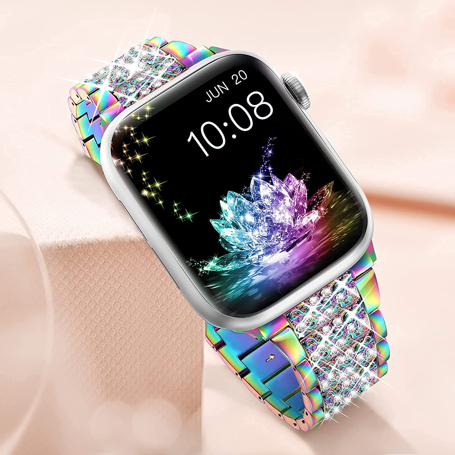 High-end Fashionable Diamond-Inlaid Zinc Alloy Watch Band, Universal for Apple Watch Series 1-9