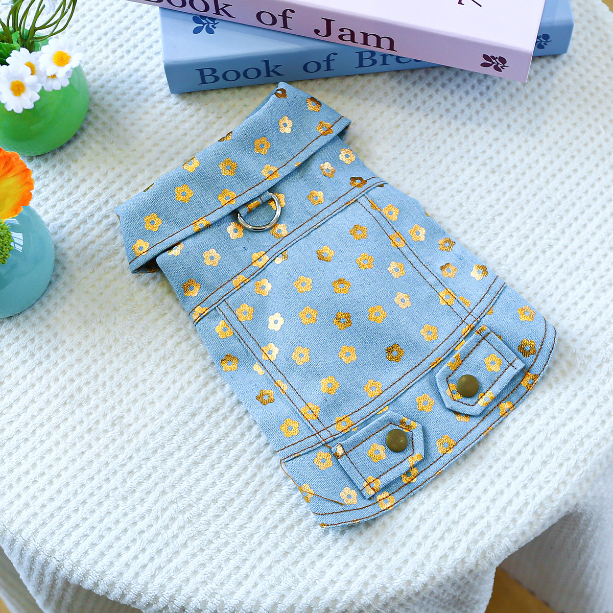 Dog Denim Jacket, Puppy Stylish Cute Clothes Lightweight Warm Small Dog Lapel Coat Chihuahua Yorkie Jacket, Birthday Dog Clothes for Small Medium Dogs