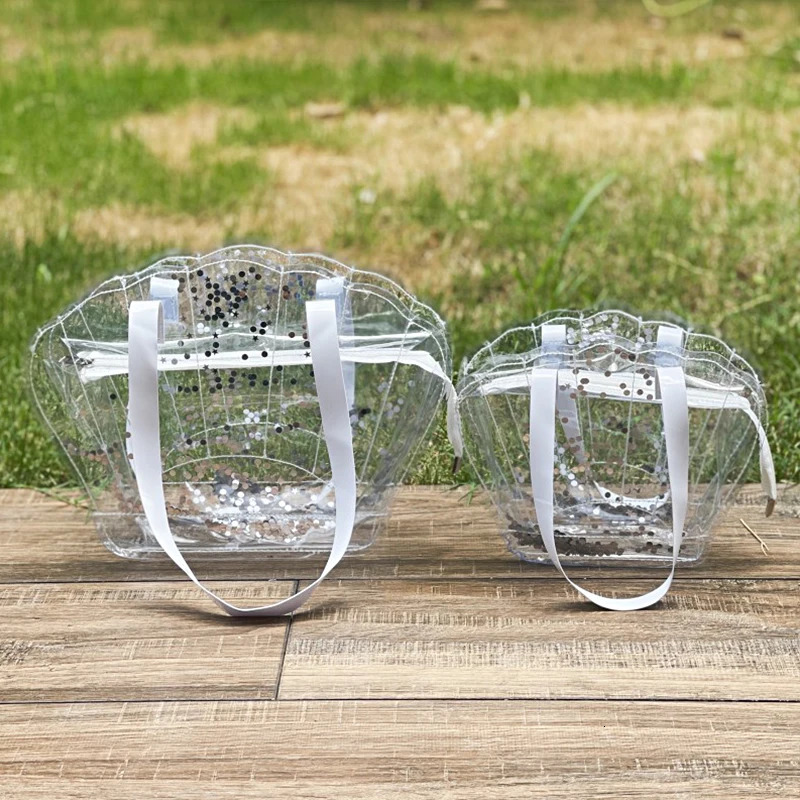 Shell Shape Transparent Waterproof Beach Bag For Girls Travel Vacation Swimming Shoulder Handheld Storage Zipper Case 250624